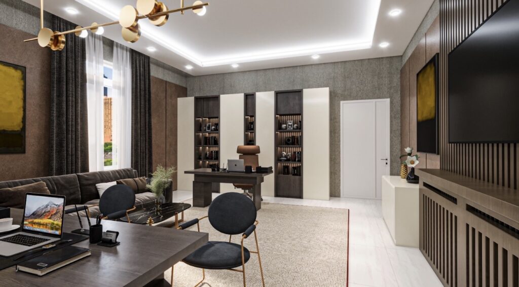 Un birou gândit pentru cupluri care lucrează și trăiesc în același spațiu